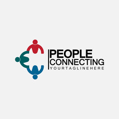 Abstract Initial Letter C Connecting People Logo Vector  Design Template