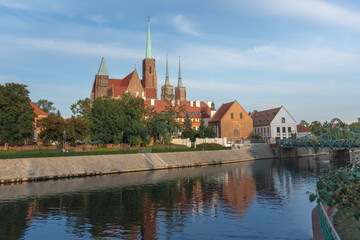 Cathedral Island (Ostrow Tumski) Skyline with Collegiate Church of the Holy Cross and Cathedral of St. John the Baptist - Wroclaw, Poland