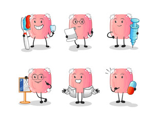 soap doctor group character. cartoon mascot vector