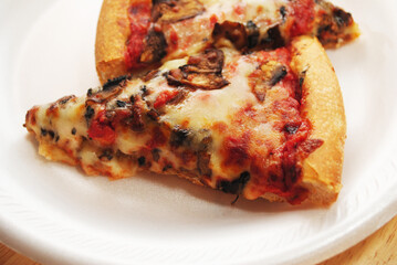 Cheese and Mushroom Pizza Pie Slices