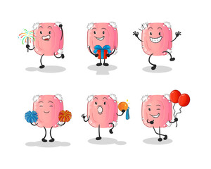 soap celebration set character. cartoon mascot vector