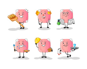 soap profession set character. cartoon mascot vector