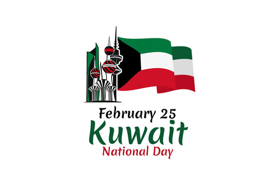 February 25. Independence day of Kuwait vector illustration. Suitable for greeting card, poster and banner.