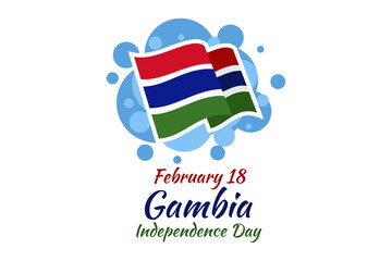February 18, Independence Day of Gambia vector illustration. Suitable for greeting card, poster and banner 