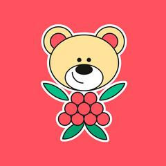 Cute berry Teddy bear Sticker