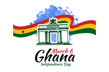 March 6, Independence Day of Ghana vector illustration. Suitable for greeting card, poster and banner.