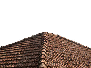 Tile roof of a house side view isolated