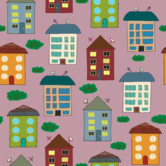 Seamless pattern, residential high-rise buildings