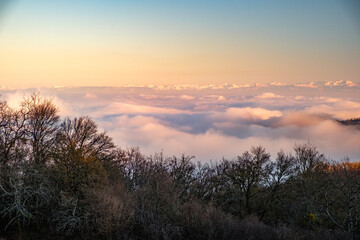Sea ​​of ​​clouds over the Alps and the Mont Blanc - Mont Thou,  Lyon France