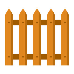Illustration of farm wooden fence. Garden or field hedge section.