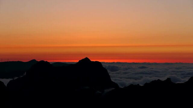 Sunset time lapse video from the top of Pico do Arieiro on Madeira Island.