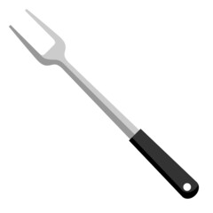 Illustration of steel cooking fork. Stylized kitchen and restaurant utensil.