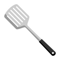 Illustration of steel cooking spatula. Stylized kitchen and restaurant utensil.