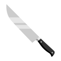 Illustration of steel cooking knife. Stylized kitchen and restaurant utensil.