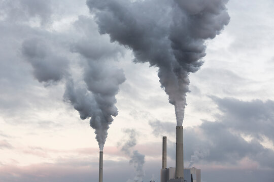 Chimneys of a coal power station causing global warming