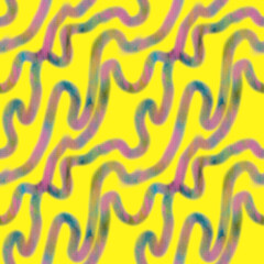 Abstract geometric pattern. Seamless bright multicolored ornament on a yellow background. Fashionable design of background, template, fabric, textile, wallpaper, packaging.