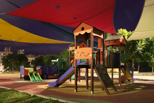 playground at night and without people