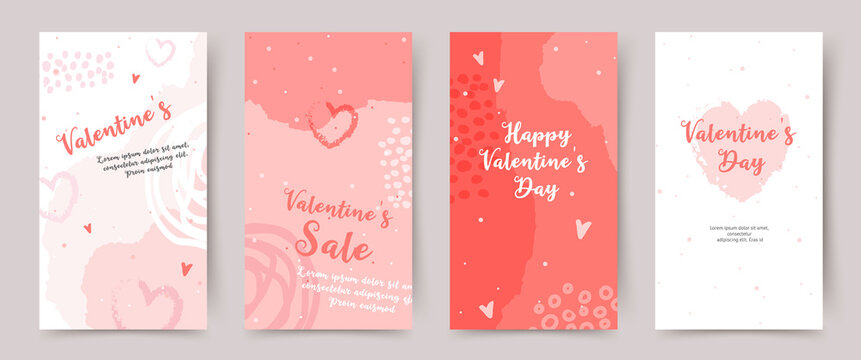 Valentine's day stories template set.Vector illustrations for greeting cards, backgrounds, online shopping, sale ads, web and social media banners, marketing
