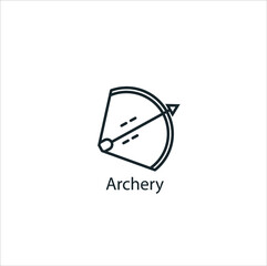 Archery icon thin line stock illustration. Sports icon with name. Famous sports icon