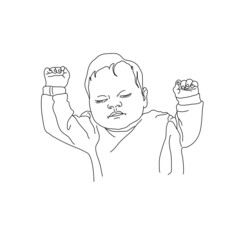 illustrations of a sleeping baby. Newborn sleeping baby in line graphic. Sweetly sleeping toddler. Icons with sleeping babies. Vector illustration concept time for bed. Cute babies see dreams