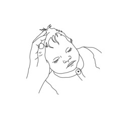 illustrations of a sleeping baby. Newborn sleeping baby in line graphic. Sweetly sleeping toddler. Icons with sleeping babies. Vector illustration concept time for bed. Cute babies see dreams