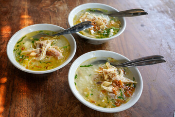 Central Java, Indonesia - August, 2021 : Soto Gading is a very famous chicken soup in the city of...