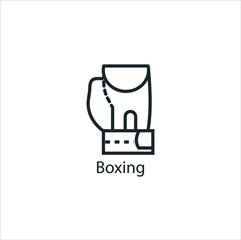 Boxing icon thin line stock illustration. Sports icon with name. Famous sports icon 
