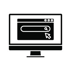 Website icon, isolated. Flat design. Monitor with website sign. vector illustration