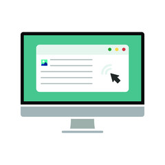 Website icon, isolated. Flat design. Monitor with website sign. vector illustration