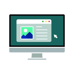 Website icon, isolated. Flat design. Monitor with website sign. vector illustration