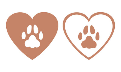 Pet footprint in heart icon