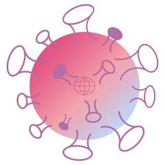 Small planet and big virus Earth is in danger Coronavirus rules concept Vector illustration Isolated on white background