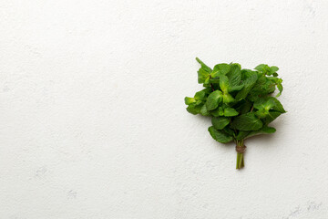 Mint leaf. Fresh mint on Colored background. Mint leaves isolated Top view with copy space