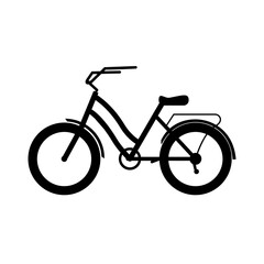 Black silhouette of a bicycle on a white background.
