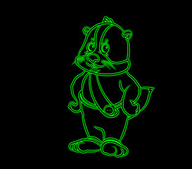 

Funny animals, badger. Neon light. Design of advertising banners and sites. Glowing sign.