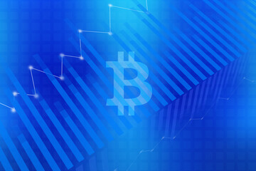 2d illustration  bit coin crypto currency block chain concept background
