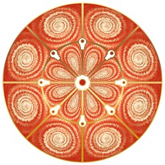 Orange- gold round ornament mandala art isolated on the white background with clipping path.