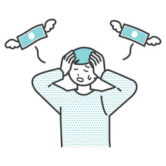 若い男性がお金に困っているイメージイラスト素材