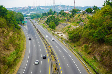 Fototapeta premium The situation of the Trans Java toll road which was built during the administration of President Joko Widodo, seems to have been passed by many vehicles.