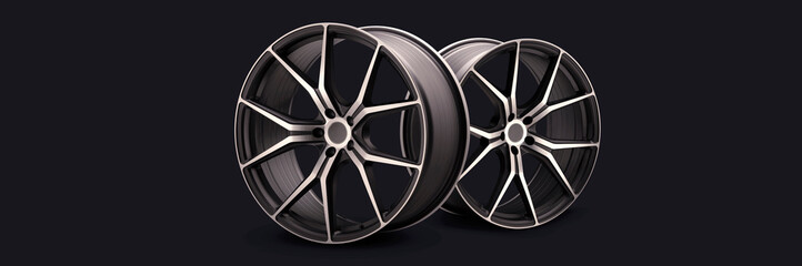 new stylish sports forged alloy wheels 22 diameter on a black background, beautiful rim and thin...