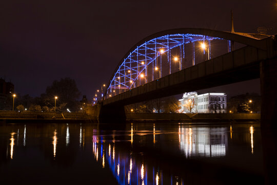 Tisza River And The Bridge Of Szeged In Winter