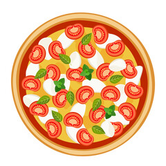Appetizing margarita pizza with mozzarella on white background.