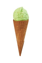 Ice cream scoop with cone isolated on white background