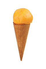 Ice cream scoop with cone isolated on white background