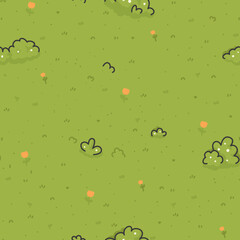green clump of grass and flower seamless pattern Gift Wrap wallpaper background