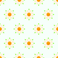 Seamless Pattern Abstract Elements Different Chamomile Plant Botanic Vector Design Style Background Illustration Texture For Prints Textiles, Clothing, Gift Wrap, Wallpaper, Pastel