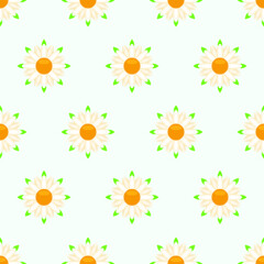 Seamless Pattern Abstract Elements Different Chamomile Plant Botanic Vector Design Style Background Illustration Texture For Prints Textiles, Clothing, Gift Wrap, Wallpaper, Pastel
