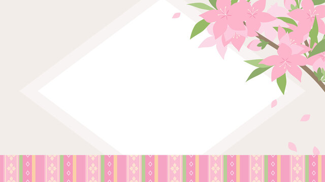 ひな祭りをイメージしたラインと桃の花の背景イラスト 16 9 Stock Vector Adobe Stock