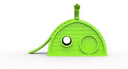 3d illustration of the child house with chimney
