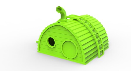 3d illustration of the child house with chimney
